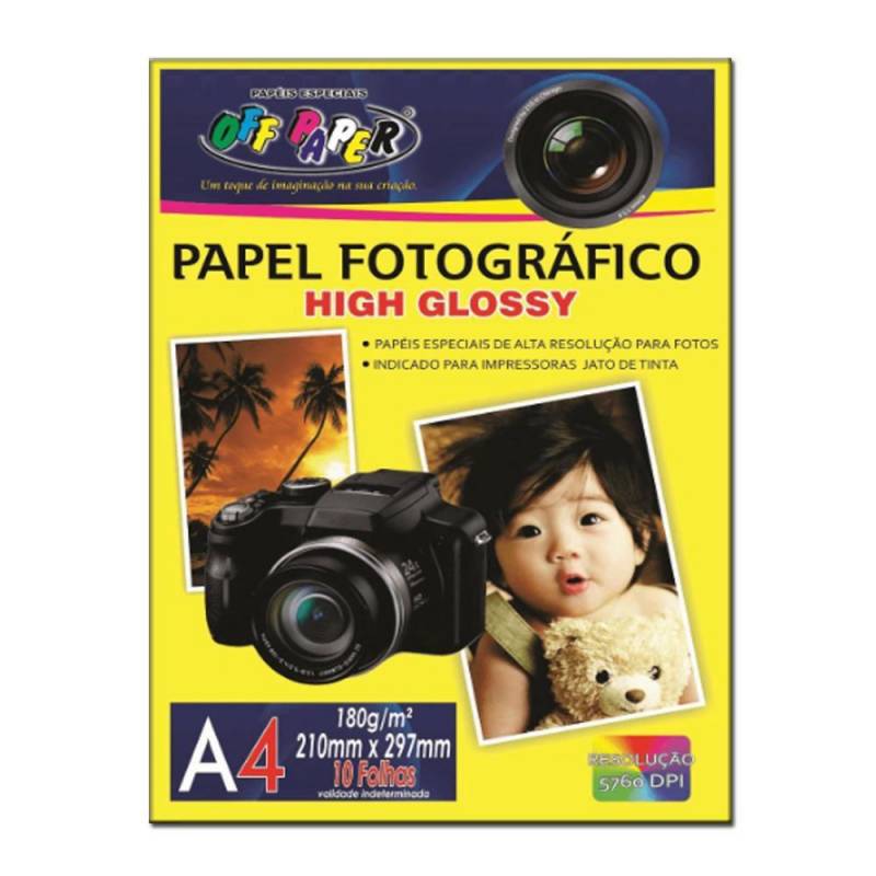 PAPEL FOTOGRÁFICO A4 210x297mm 180g C/ 10Fls. - OFF PAPER OFF PAPER