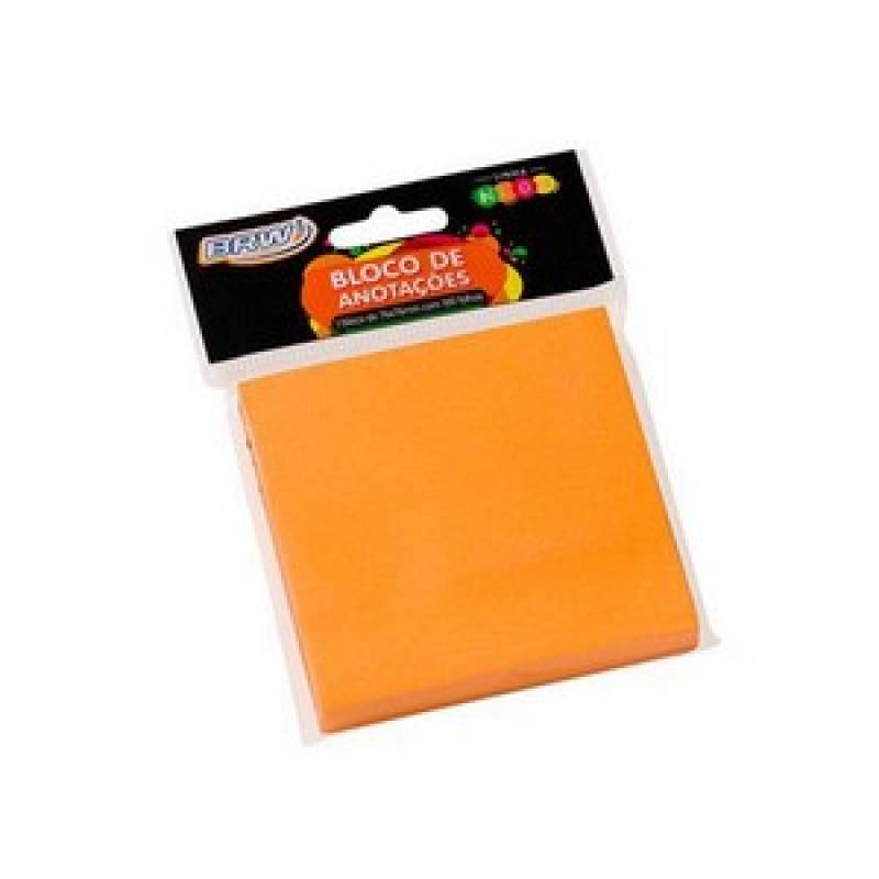 BLOCO ADESIVO 76x76mm LARANJA NEON C/ 100Fls - BRW BRW