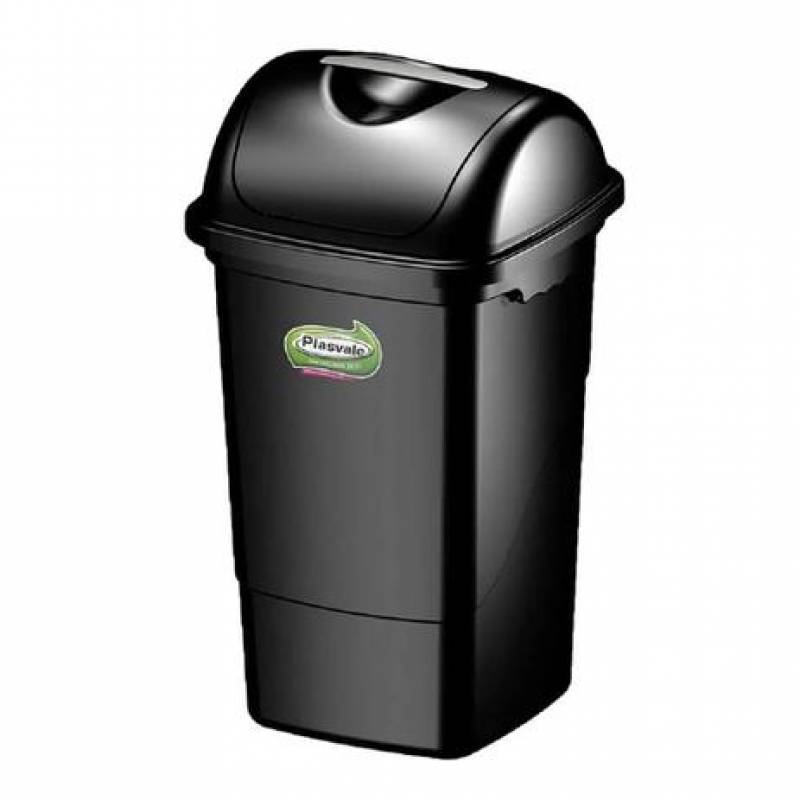 LIXEIRA BASCULANTE 14L PRETO PLASVALE  PLASVALE