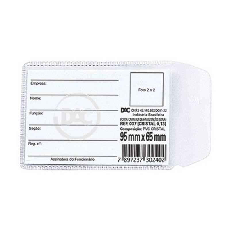 PROTETOR P/ DOCUMENTO C/ ABA 95x65mm TRANSPARENTE - DAC DAC