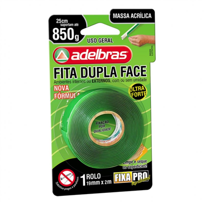 FITA DUPLA FACE MASSA ACRILICA FIXA PRO 19mmx2m - ADELBRAS ADELBRAS
