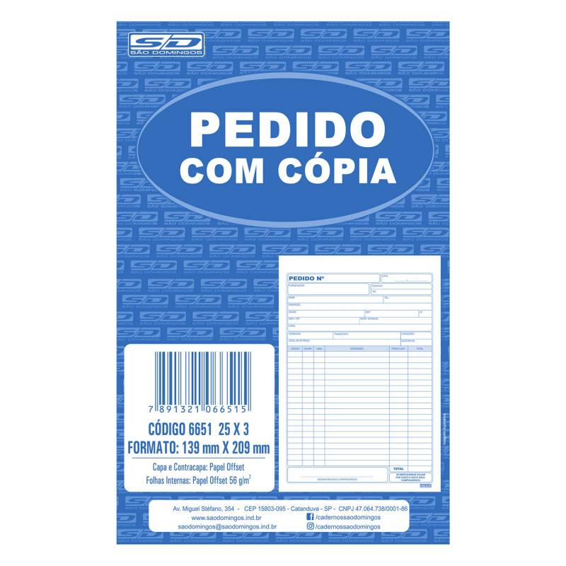 BLOCO PEDIDO C/ CÓPIA 3 VIAS 139x209mm 25x3Fls - SÃO DOMINGOS SÃO DOMINGOS