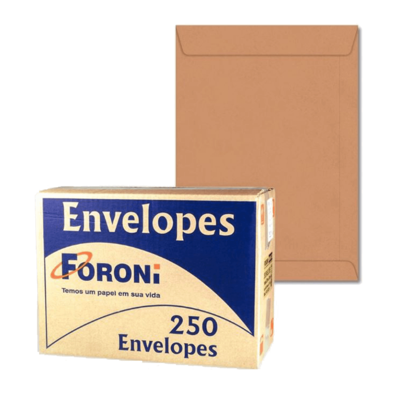 ENVELOPE SACO KRAFT 185x248mm CX. C/ 250 Unid. - FORONI FORONI