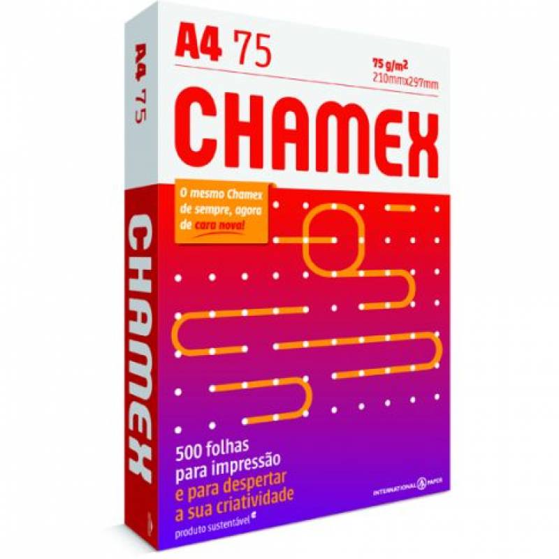 PAPEL A4 210mmX297mm 75g 500fls BRANCO CHAMEX CHAMEX