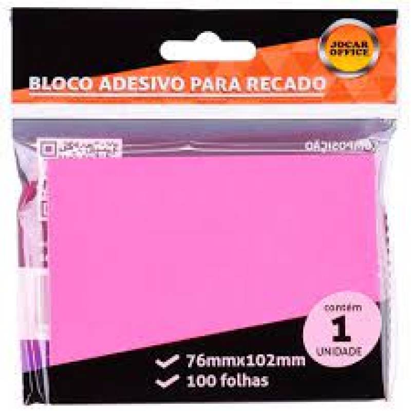BLOCO ADESIVO 76x102mm ROSA NEON C/ 100Fls - JOCAR OFFICE LEONORA JOCAR OFFICE