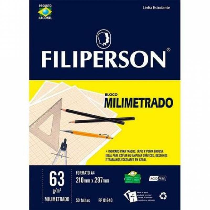 PAPEL MILIMETRADO A4 210mmx297mm 63g 50Fls - FILIPERSON FILIPERSON