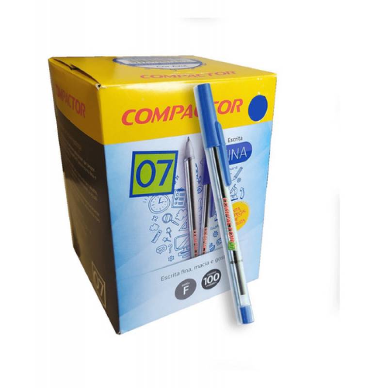 CANETA ESFEROGRÁFICA 0.7mm AZUL C/ 100 Unid. - COMPACTOR COMPACTOR