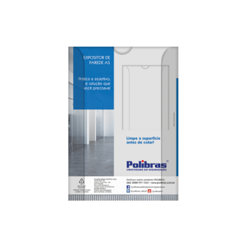 EXPOSITOR DE PAREDE A4 215x5x300mm CRISTAL - POLIBRAS POLIBRAS