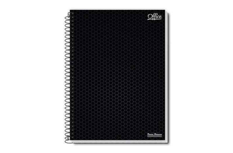 CADERNO ESPIRAL CAPA DURA 1/4 PRETO 80Fls - OFFICE PAUTA BRANCA PAUTA BRANCA