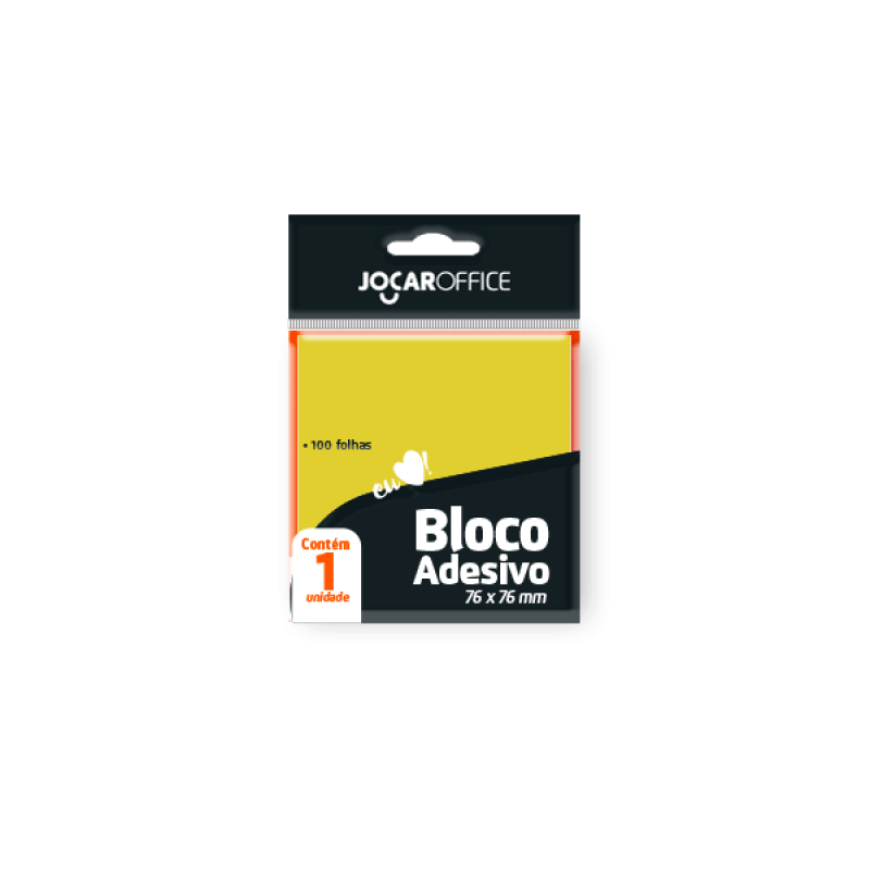 BLOCO ADESIVO 76x76mm AMARELO C/ 100Fls - JOCAR OFFICE LEONORA JOCAR OFFICE