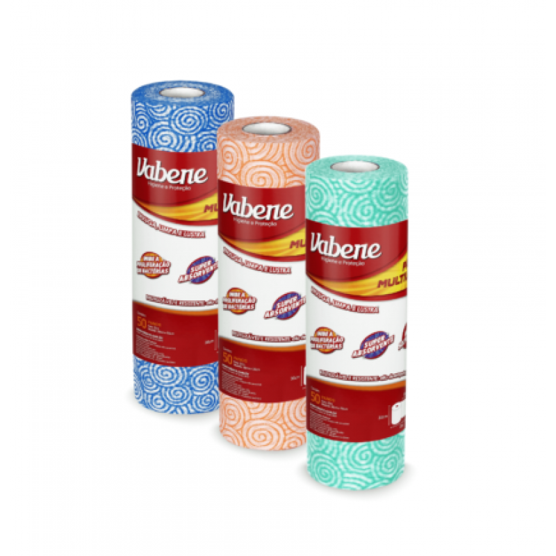 PANO MULTIUSO EM ROLO 25cmx30cm c/ 50 PANOS AZUL - VABENE VABENE