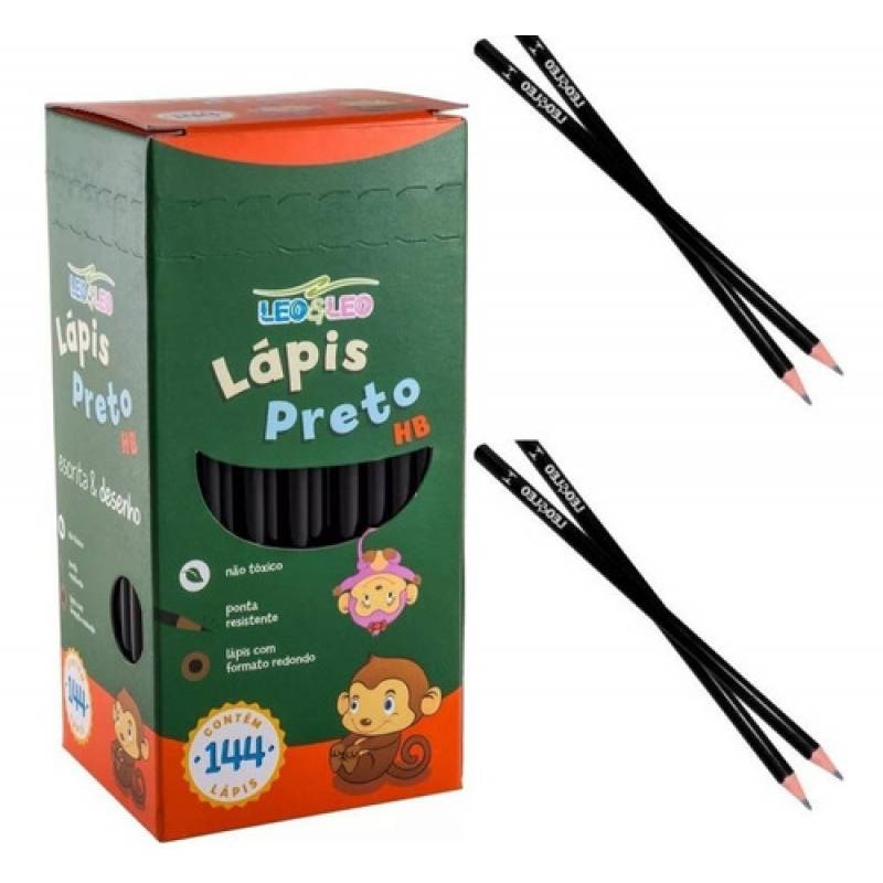 LÁPIS PRETO HB Nº2 SEXTAVADO CX. C/ 144 Unid. - LEO & LEO LE LEO & LEO