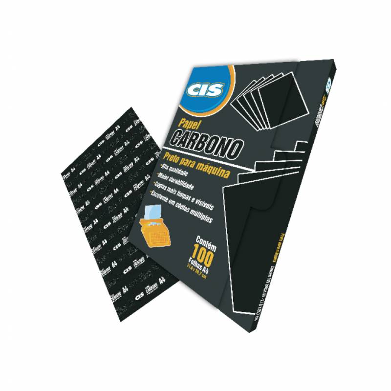 PAPEL CARBONO A4 210mm X 297mm PRETO 100Fls - CIS SERTIC CIS