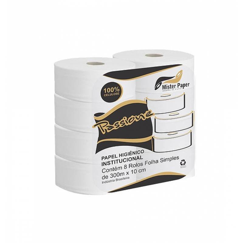 PAPEL HIGIÊNICO ROLÃO FOLHA SIMPLES 10cm x 300m c/ 8 ROLOS CELULOSE 18gr. - PASSIONE MISTER PAPER MISTER PAPER