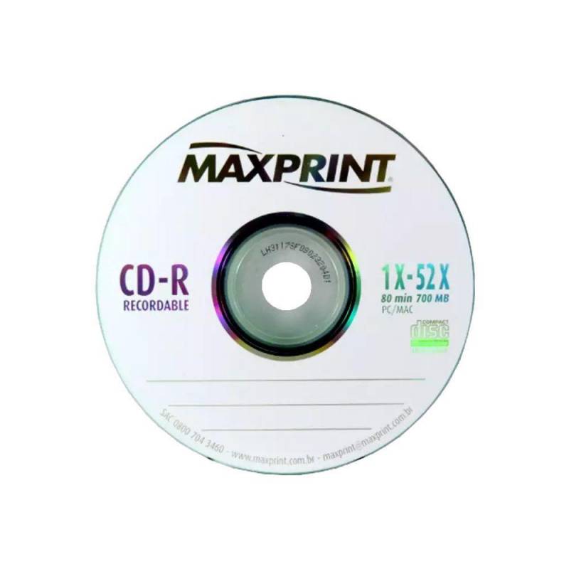 CD-R 700MB 80min. VELOCIDADE 52X (Unidade) - MAXPRINT MAXPRINT