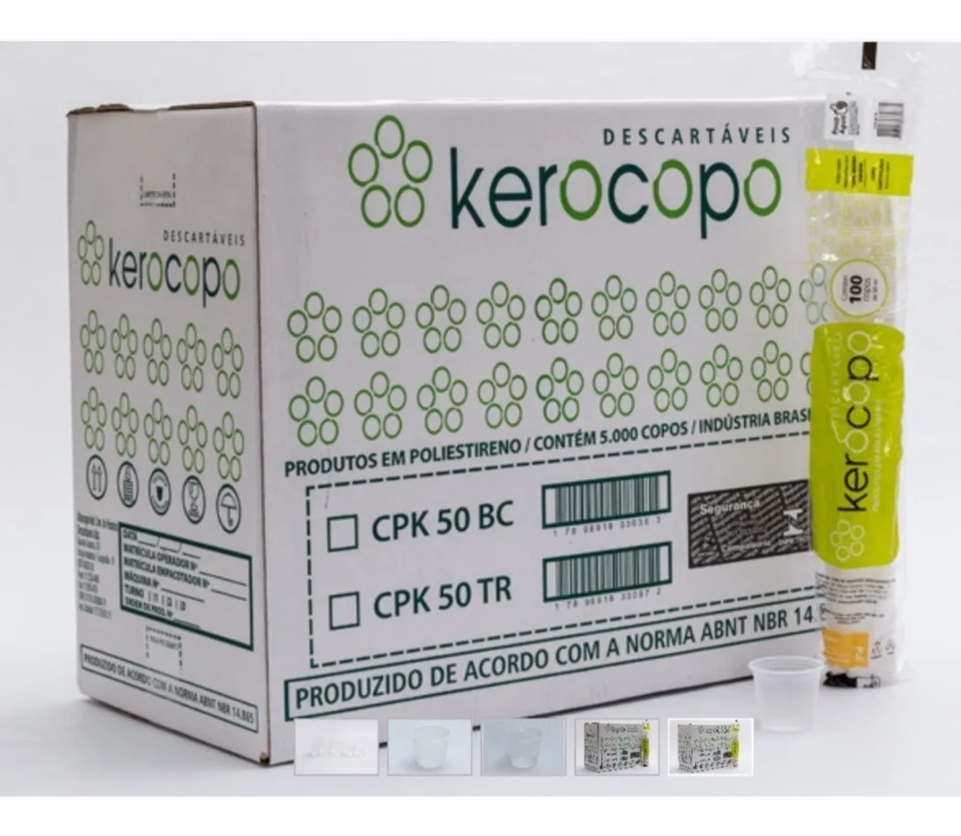 COPO DESCARTÁVEL PLÁSTICO 50ml TRANSPARENTE c/ 100unid. Kero ALTACOPPO