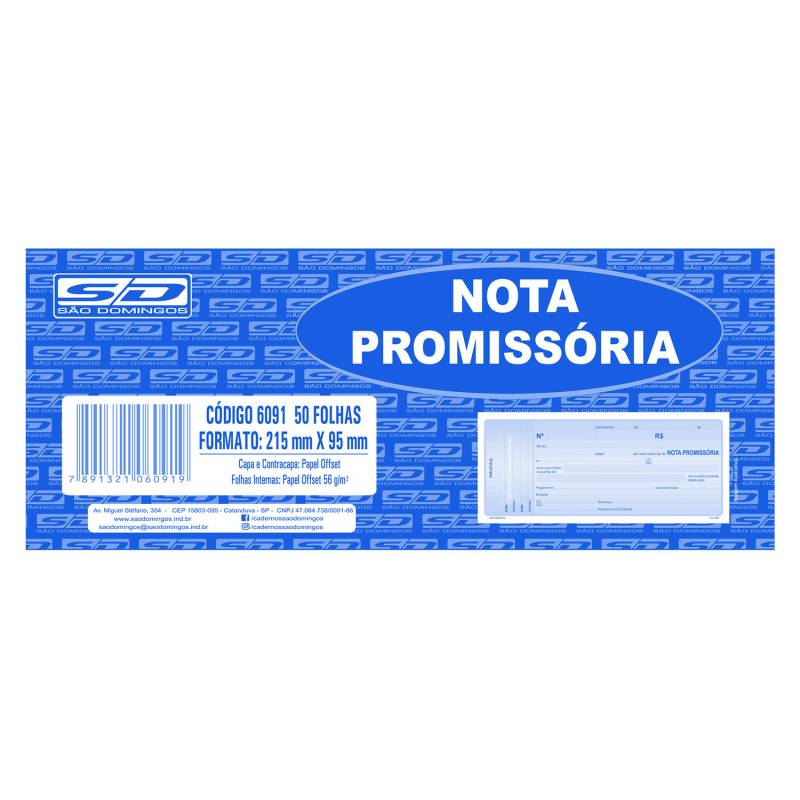 BLOCO NOTA PROMISSÓRIA C/ 50Fls - SÃO DOMINGOS SÃO DOMINGOS