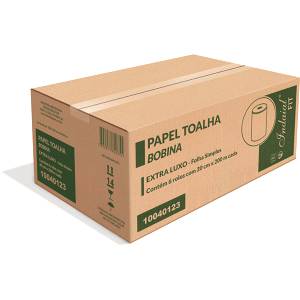 PAPEL TOALHA EM BOBINA ALAVANCA EXTRA LUXO FOLHA SIMPLES 20c