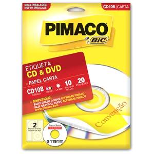 ETIQUETA ADESIVA CARTA P/ CD e DVD 115mm C/ 100Fls CD100B - PIMACO
