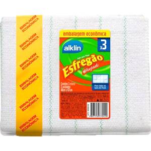 ESFREGÃO ALVEJADO M 40cm X 67cm pct c/ 3 Unid. ALKLIN