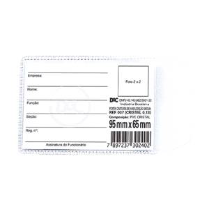 PROTETOR P/ DOCUMENTO C/ ABA 95x65mm TRANSPARENTE - DAC