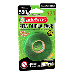 FITA DUPLA FACE MASSA ACRILICA FIXA PRO 12mmx2m - ADELBRAS