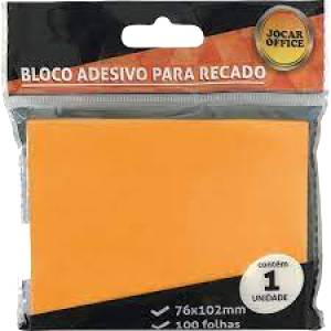 BLOCO ADESIVO 76x102mm LARANJA NEON C/ 100Fls - JOCAR OFFICE LEONORA