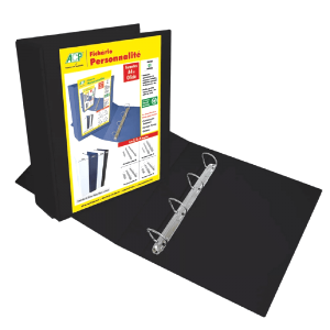FICHÁRIO PERSONALITE 265x340mm LOMBO 75mm C/ 4 ARGOLAS PRETO -  ACP
