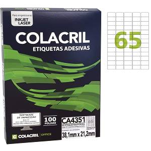 ETIQUETA ADESIVA A4 38,1mmx21,2mm C/ 100Fls CA4351 - COLACRIL