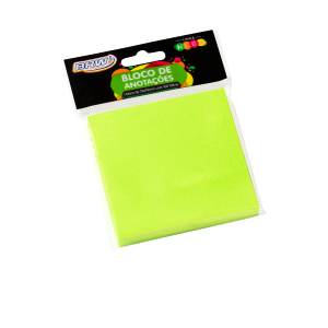 BLOCO ADESIVO 76x76mm VERDE NEON C/ 100Fls - BRW