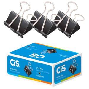 PRENDEDOR DE PAPEL 51mm C/ 12 Unid. PRETO - CIS SERTIC