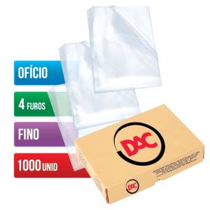 ENVELOPE PLÁSTICO OFÍCIO 240x330mm 4 FUROS FINO C/ 1000 Unid. - DAC