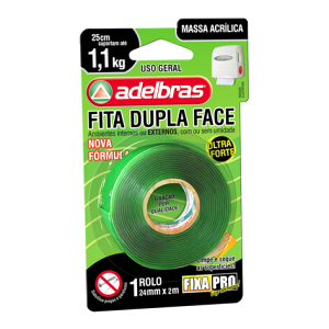 FITA DUPLA FACE MASSA ACRILICA FIXA PRO 24mmx2m - ADELBRAS