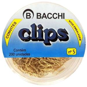 CLIPS MINI DOURADO Nº 5 C/ 200 Unid. - BACCHI