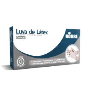 LUVA DE LATEX P/ PROTEÇÃO CONTRA AGENTES QUÍMICOS C/ PÓ 