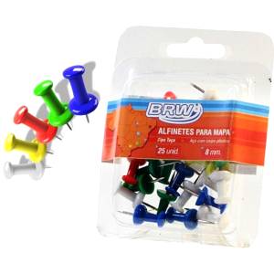 ALFINETE MAPA TAÇA C/ 25 Unid. COLORIDO - BRW