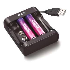CARREGADOR DE PILHAS USB C/ CABO ALIM5V1A - ELGIN