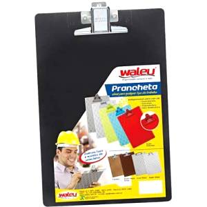 PRANCHETA ACRÍLICA PRETA OFICIO/A4 C/ PRENDEDOR DE METAL - W