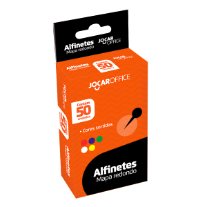 ALFINETE MAPA REDONDO C/ 50 Unid. COLORIDO - JOCAR OFFICE LEONORA