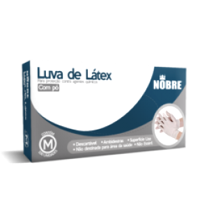 LUVA DE LATEX P/ PROTEÇÃO CONTRA AGENTES QUÍMICOS C/ PÓ 
