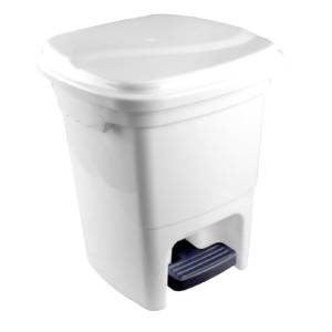 LIXEIRA C/ PEDAL 15L BRANCA PLASVALE 