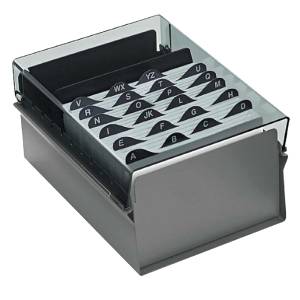 FICHÁRIO ACRÍLICO FUMÊ 4X6 S/ ÍNDICE BASE AÇO - ACRIMET