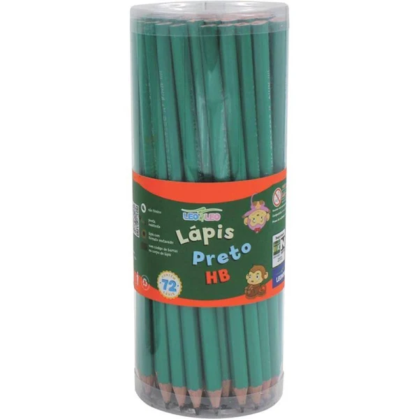 LÁPIS PRETO HB SEXTAVADO CORPO VERDE S/ BORRACHA, CAIXA C/ 72 UNID. - LEO & LEO LEONORA