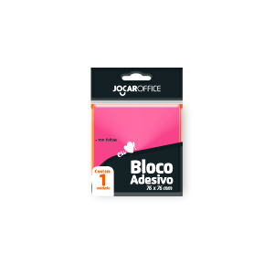 BLOCO ADESIVO 76x76mm ROSA NEON C/ 100Fls - JOCAR OFFICE LEONORA